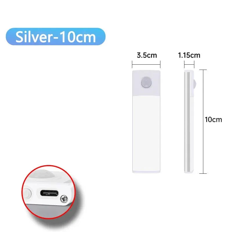 Motion Sensor Cabinet Light — USB-C Rechargeable, Dimmable, 4 Modes