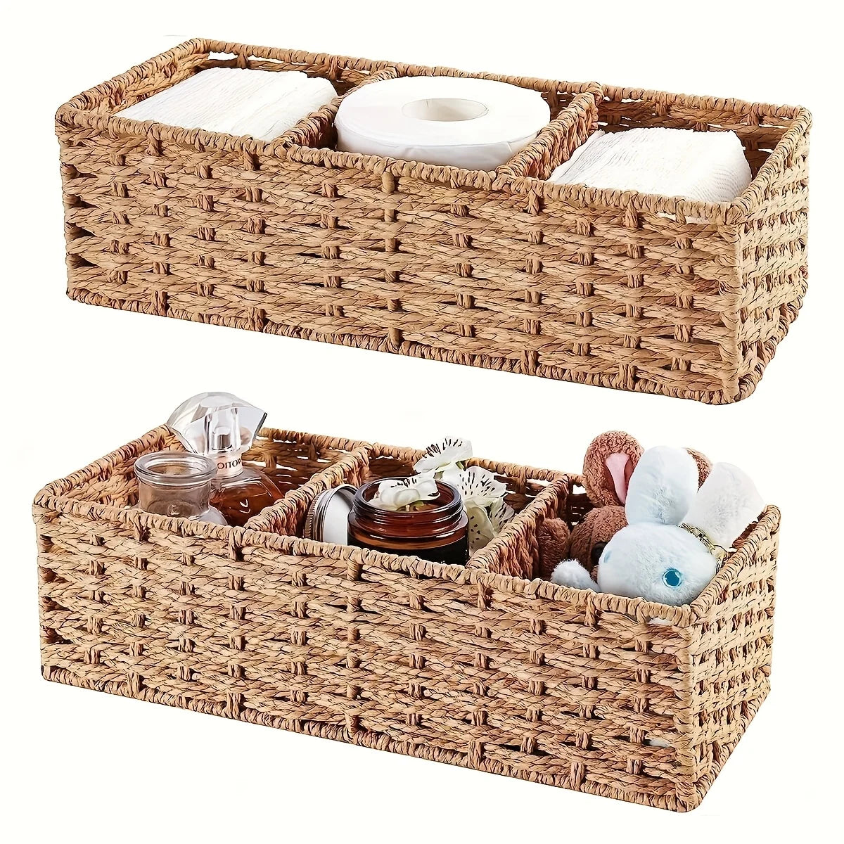 Handwoven Paper Rope Storage Basket — Bathroom & Countertop Organizer