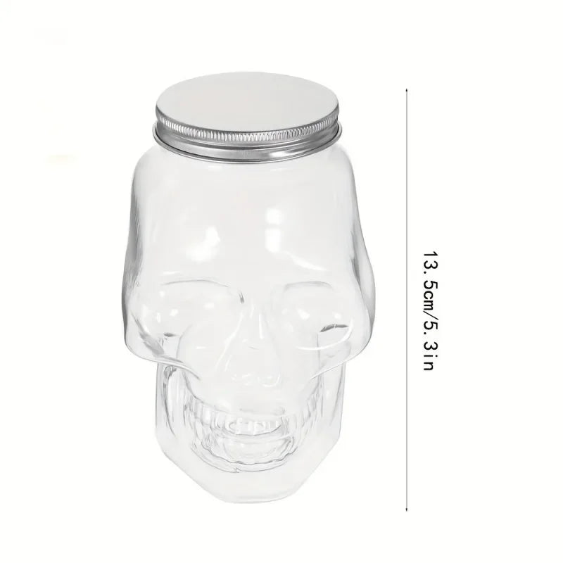 Transparent Skull Plastic Jars — Set of 6, Party & Halloween Decoration