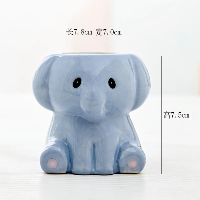 Cartoon Animal Ceramic Flower Pot – Cute Dog & Tiger Desktop Planter