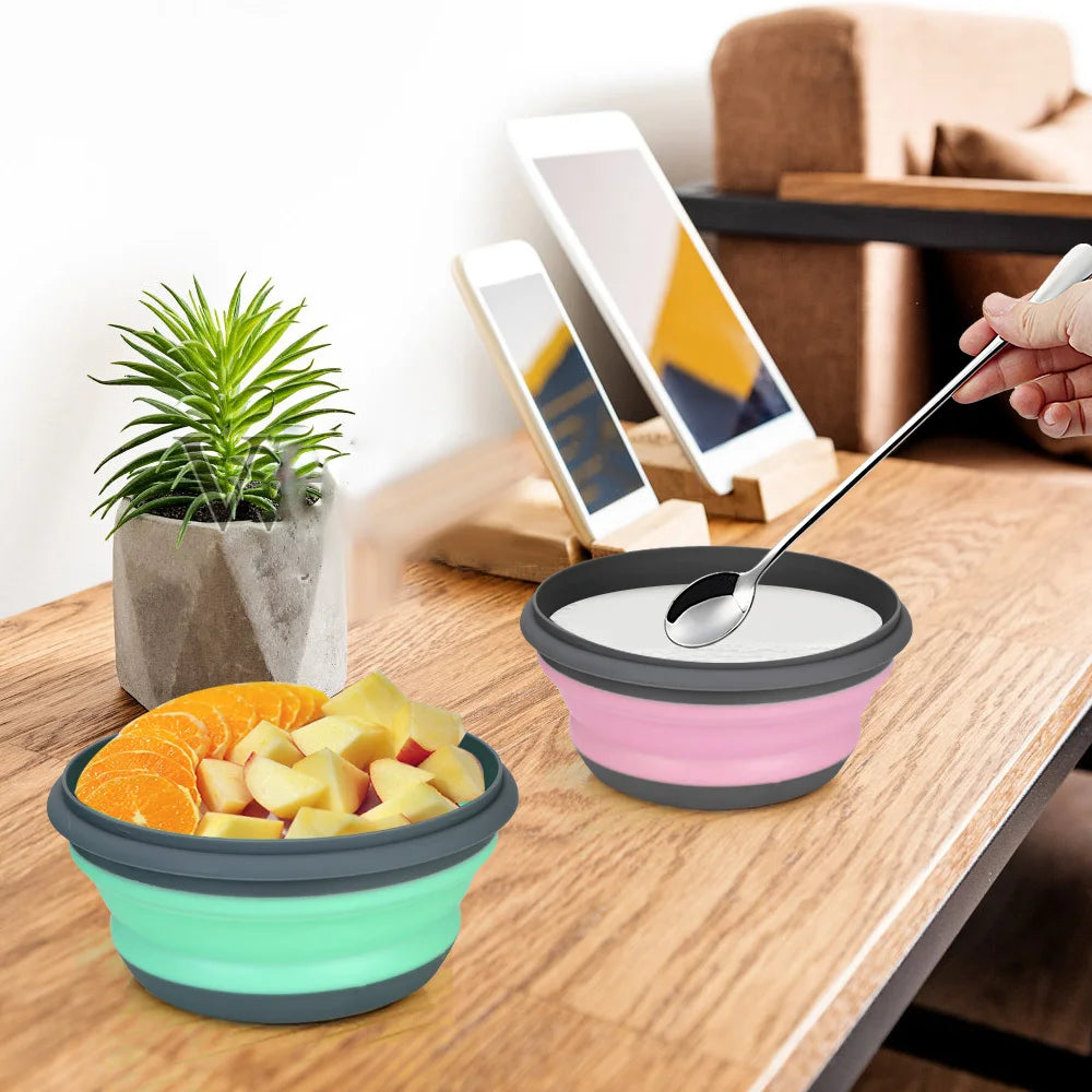 Silicone Foldable Lunch Box Bowl — Set of 3, Portable for Camping & Picnic
