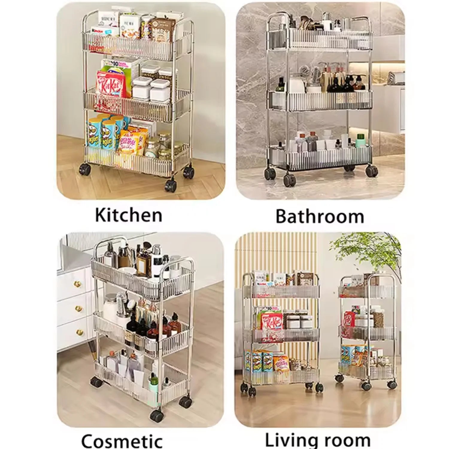 Rolling Storage Trolley with Wheels — Multi-Tier Home Organizer
