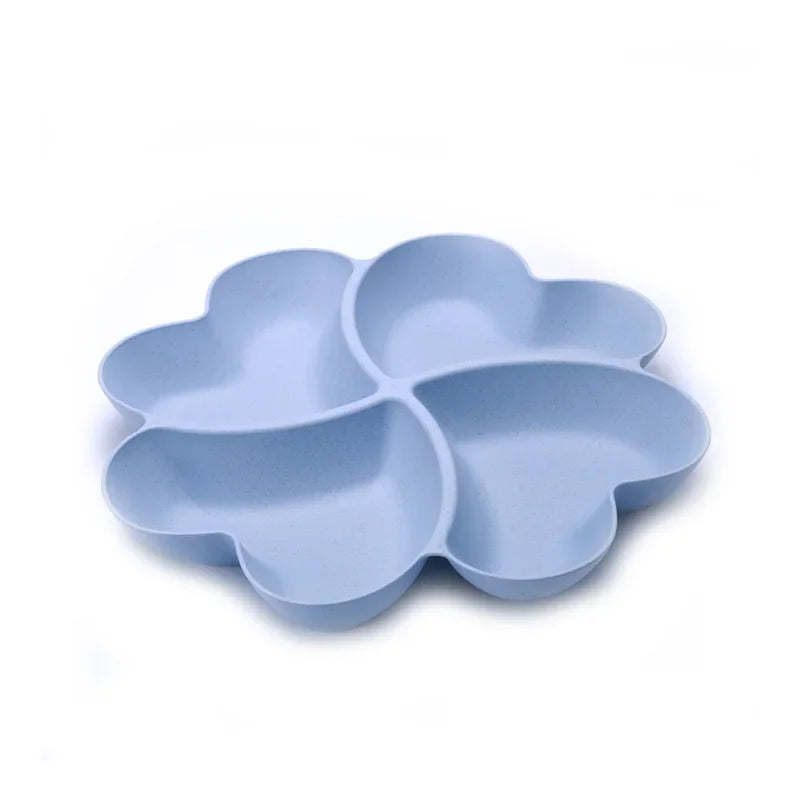 4-Grid Divided Snack & Candy Plate — Wheat Straw, Eco-Friendly