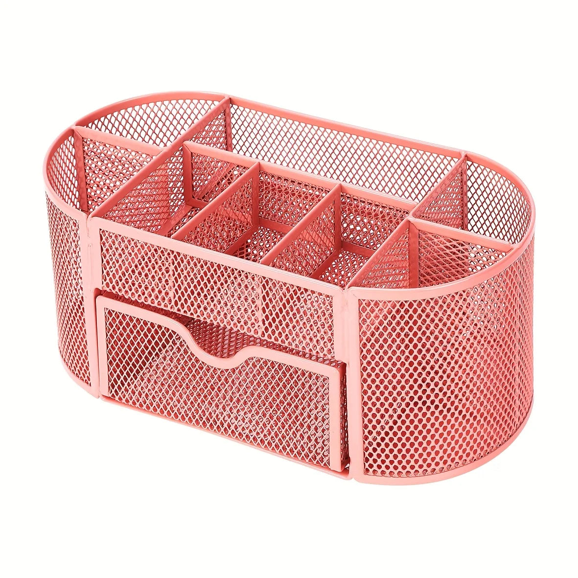 Mesh Metal Pen Stand — Round Desktop Stationery Organizer