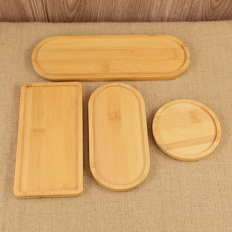 Bamboo Wood Saucer Tray — Multi-Use Plate for Plants, Candles & Cups