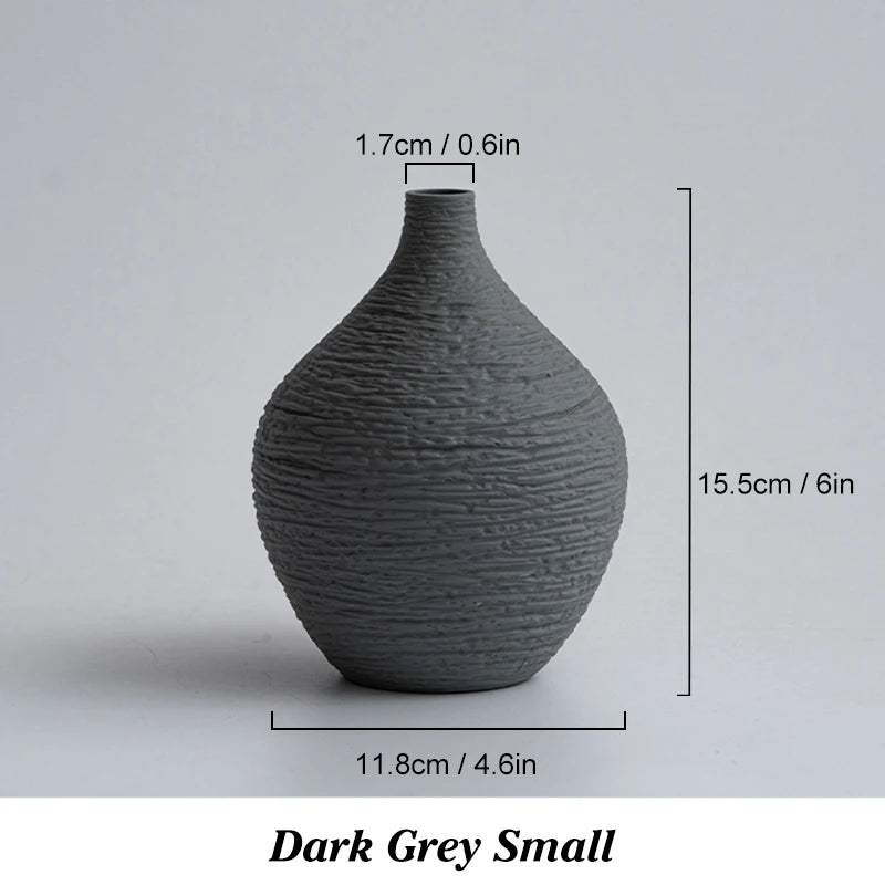 Nordic Narrow-Neck Ceramic Vase — Small or Large