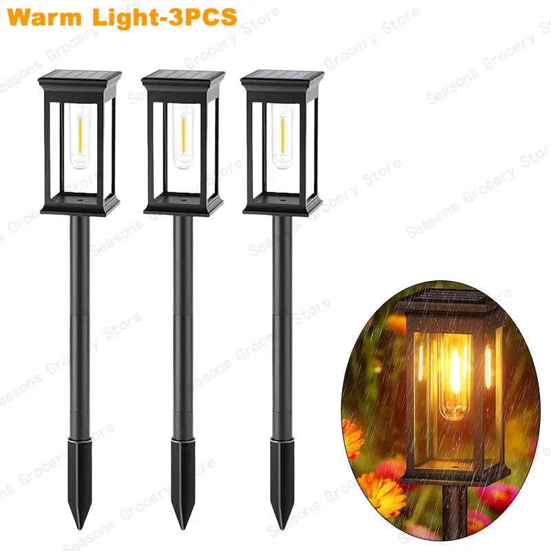 IP65 Waterproof Solar Garden Lights White Warm Light Outdoor Landscape Walkway Lighting Lawn Porch Patio Ambiance Lights