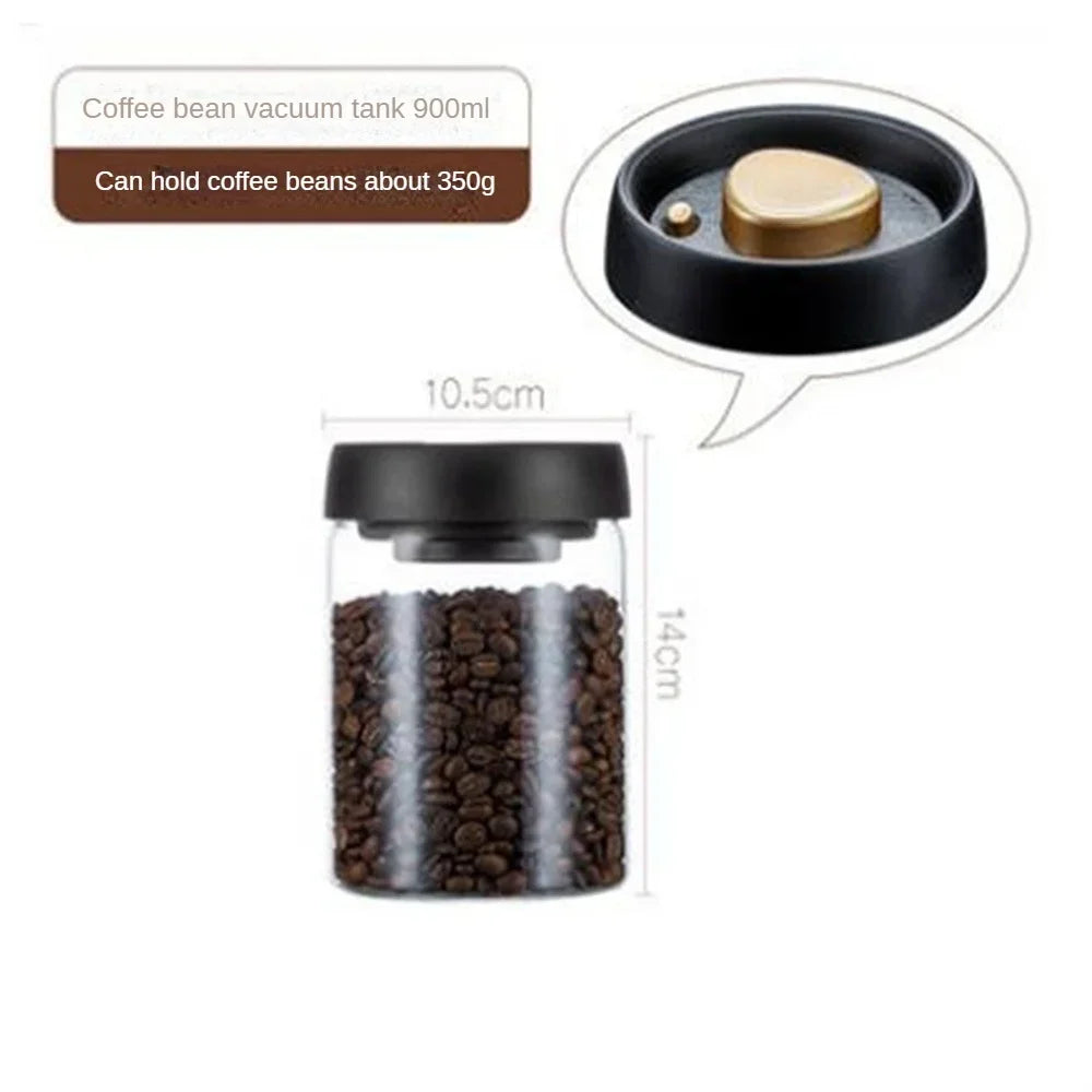 Vacuum-Pump Glass Coffee Storage Jar — Airtight, Minimalist Design