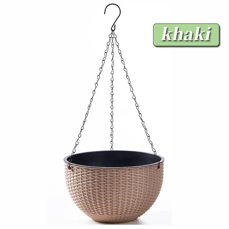 Hanging Hanging Plastic Flower Pot European Style Honeycomb Pattern Imitation Rattan Flower Pot Hanging Indoor Hanging Basket