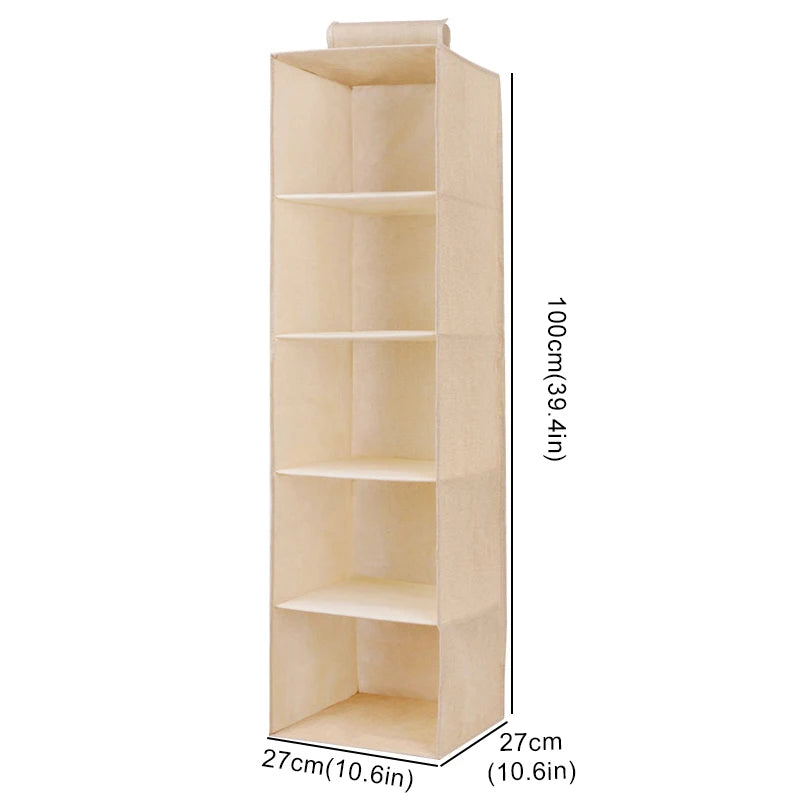 Foldable Non-Woven Hanging Storage Bag — 1 to 5 Layers, Closet Clothes Organizer