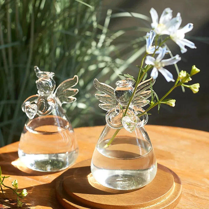 Angel Glass Hydroponic Vase — Decorative Flower Arrangement Vessel