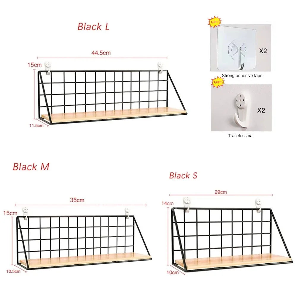 Metal & Wood Wall Spice Shelf — Kitchen Organizer, Modern Design