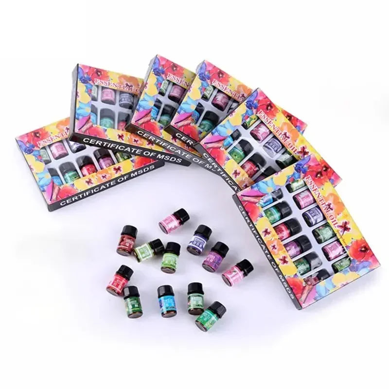 12-Piece Natural Plant Essential Oil Set — 3ml Each, Diffuser & Humidifier Fragrance