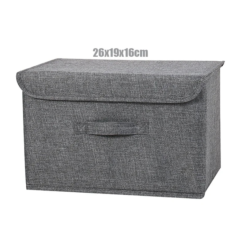 Foldable Cotton Linen Storage Basket with Lid