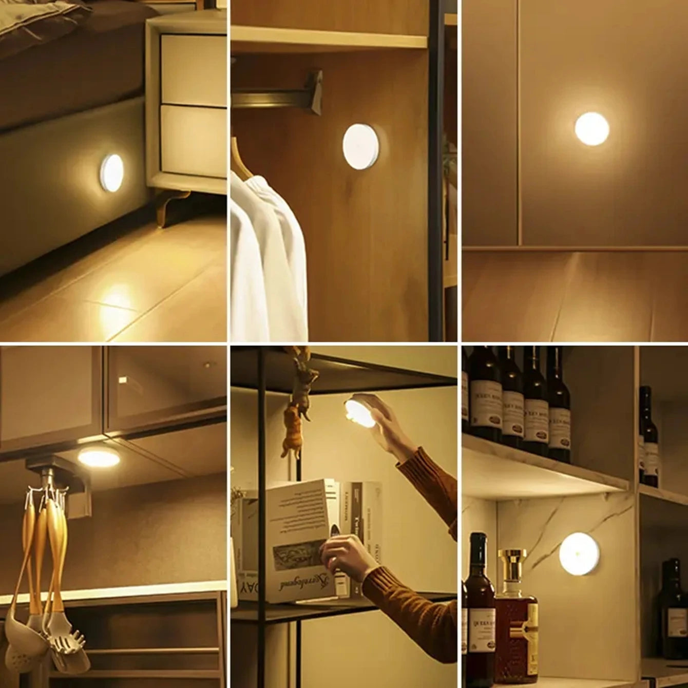 Magnetic Motion Sensor Night Light — Rechargeable, Dimmable, White or Warm