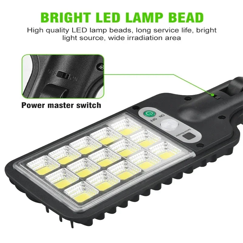 Solar COB Street Light — Motion Sensor, Remote Control, Waterproof