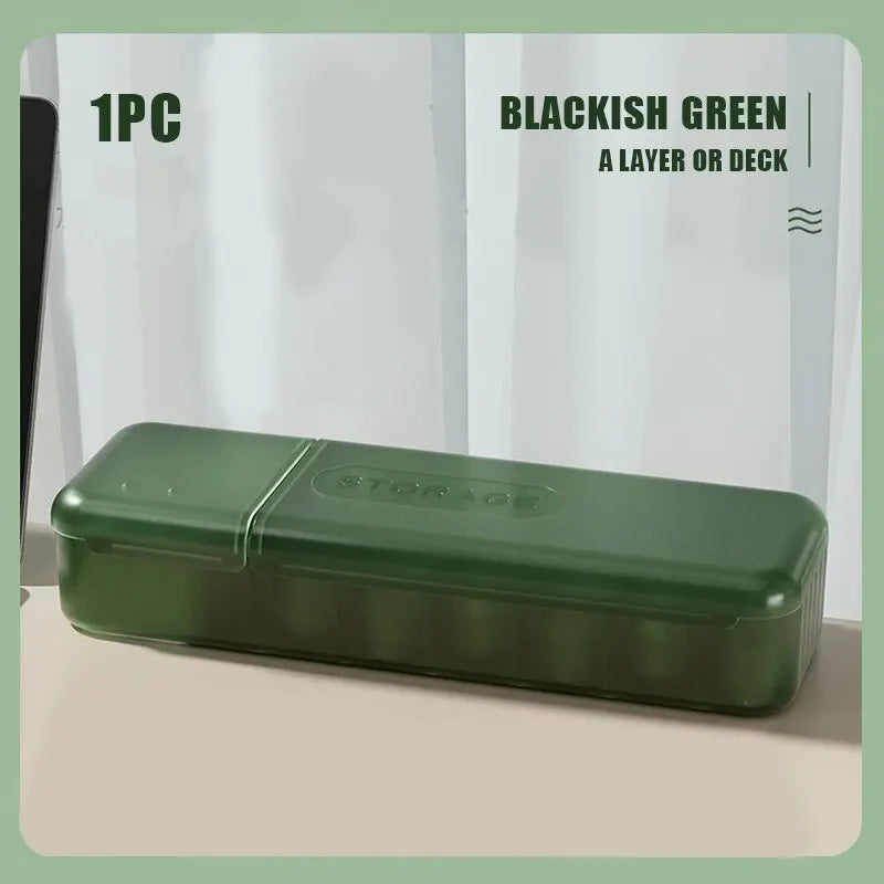 7-Compartment PP Cable Storage Box — 28.5 × 8.5 × 5.8 cm