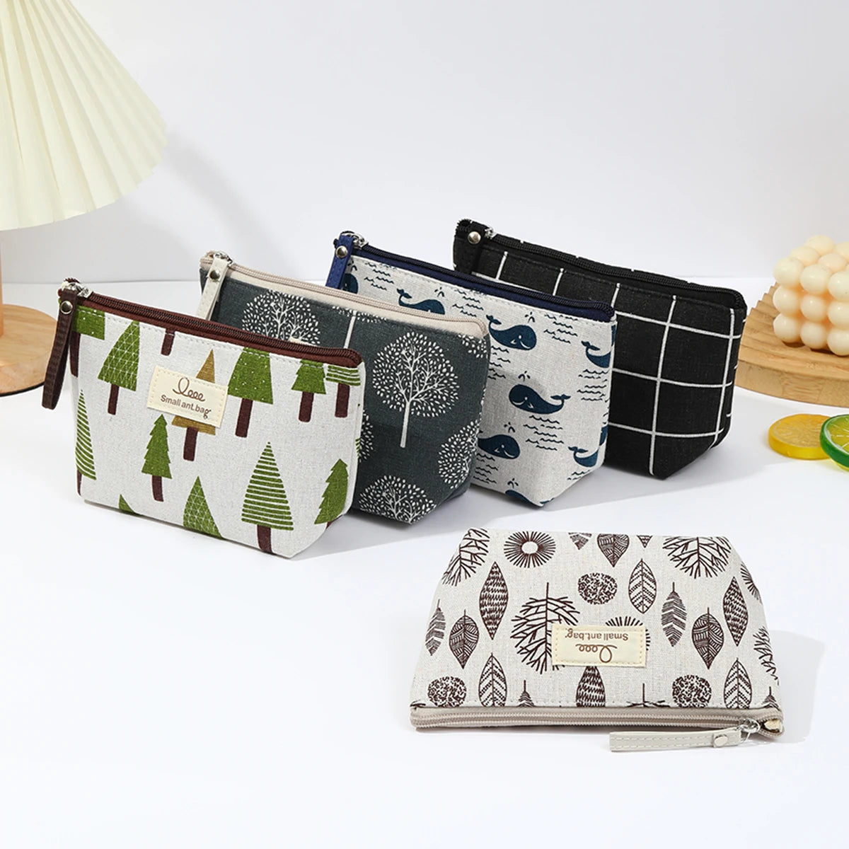 Canvas Travel Makeup & Pencil Case — Compact Zipper Pouch, 15×12×6cm