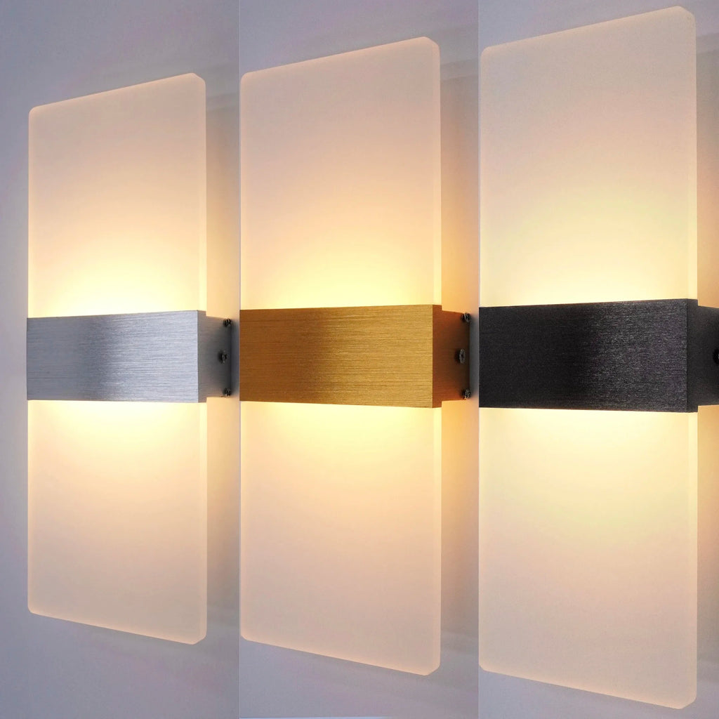 Acrylic LED Wall Sconce — 6W/12W, Black, Gold or Silver