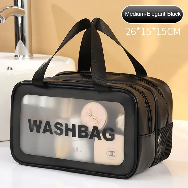 Dry-Wet Separation Toiletry Bag — Double-Layer PU Travel Cosmetic Pouch