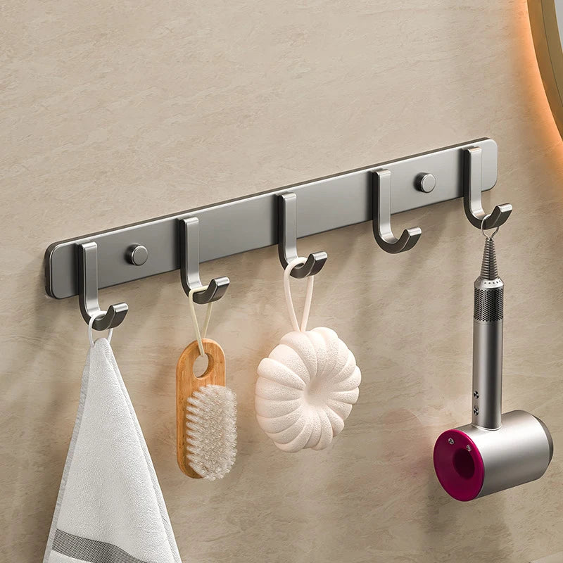 Space Aluminium Wall-Mounted Coat Hook Rack — Entryway & Bathroom Hanger