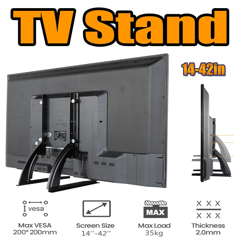 Universal Table Top TV Stand — For 14–42" Flat & Curved Screens