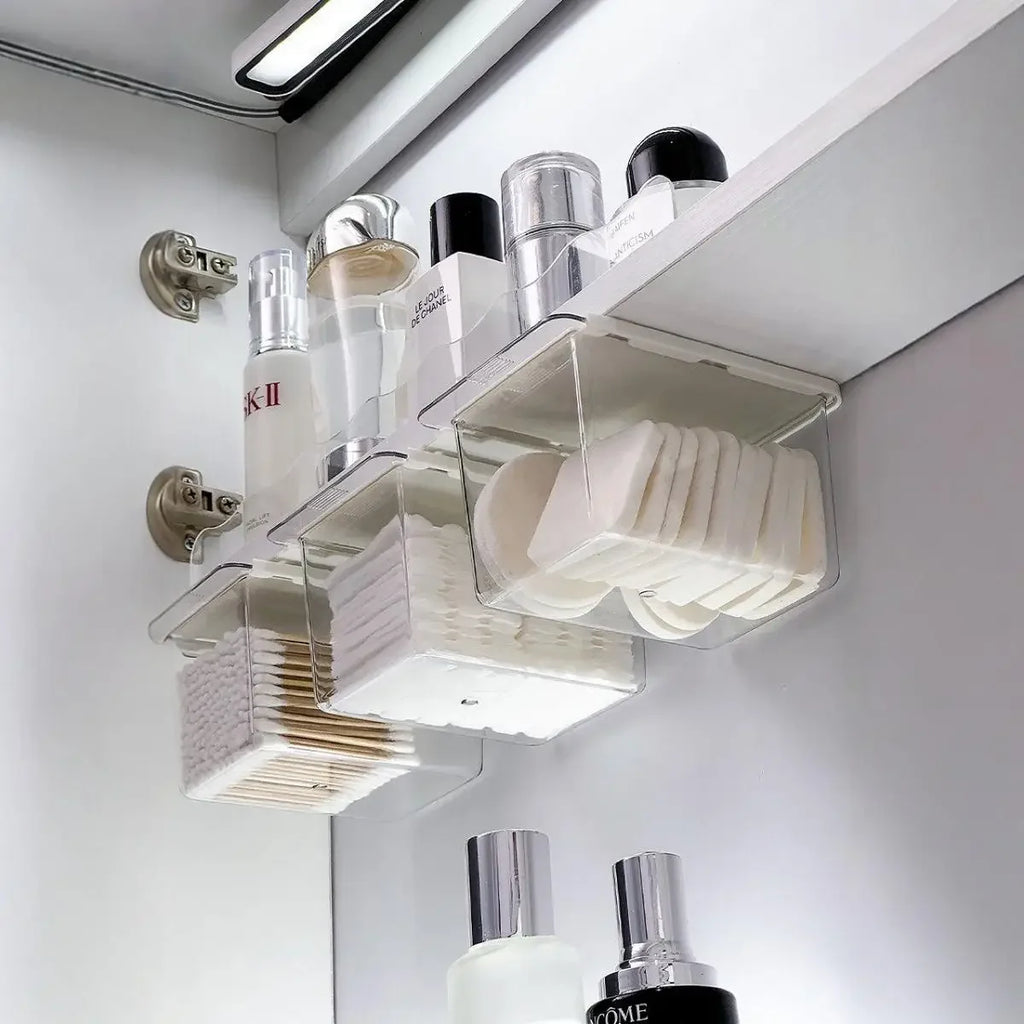 Transparent Pull-Out Drawer Storage Box — Bathroom Cotton & Swab Organizer