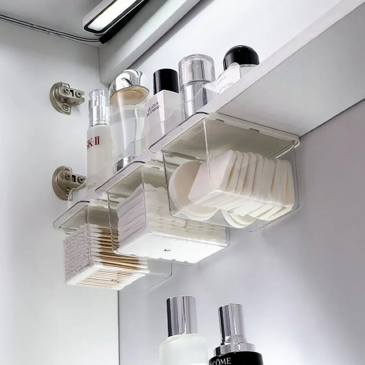 Transparent Pull-Out Drawer Storage Box — Bathroom Cotton & Swab Organizer