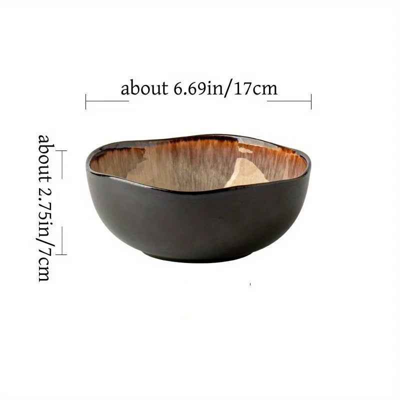 Yunmeng Kiln Ceramic Noodle & Fruit Bowl — 6.5-Inch Restaurant Tableware