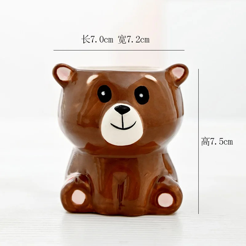Cartoon Animal Ceramic Flower Pot – Cute Dog & Tiger Desktop Planter
