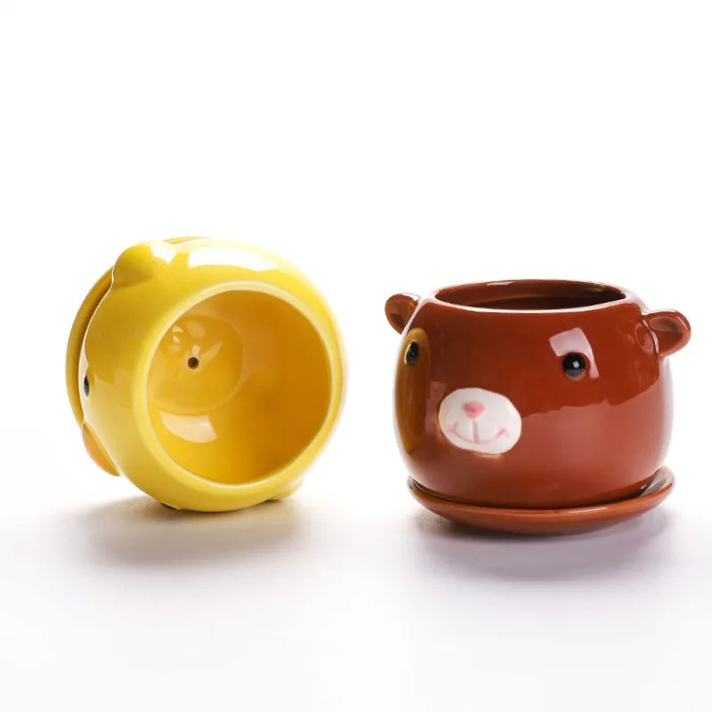 Cartoon Animal Succulent Flowerpot – Lightweight Breathable Ceramic Planter