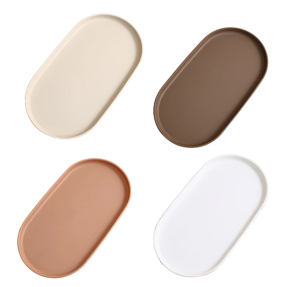 Oval Plastic Storage Tray Reusable Food Serving Tray Dessert Fruit Tray Kitchen Organizer Multi-purpose Jewelry Display Tray