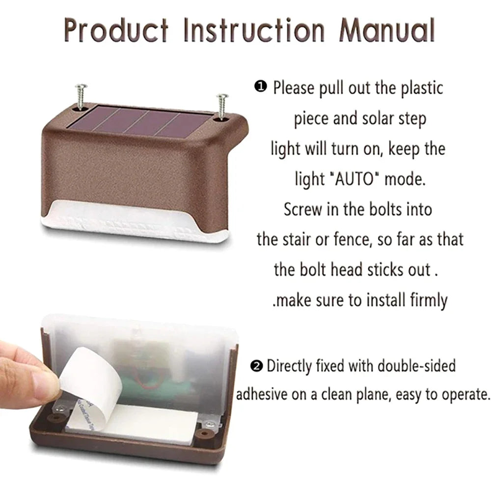 XIWANGFIRE Solar LED Step Light – IP65 Warm/Cool White for Stairs & Patio