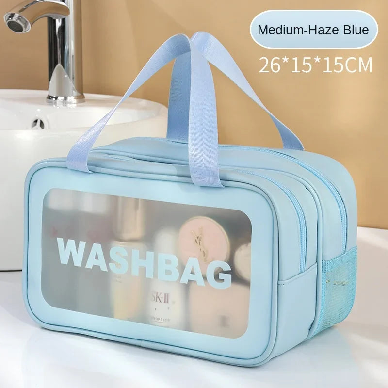 Dry-Wet Separation Toiletry Bag — Double-Layer PU Travel Cosmetic Pouch