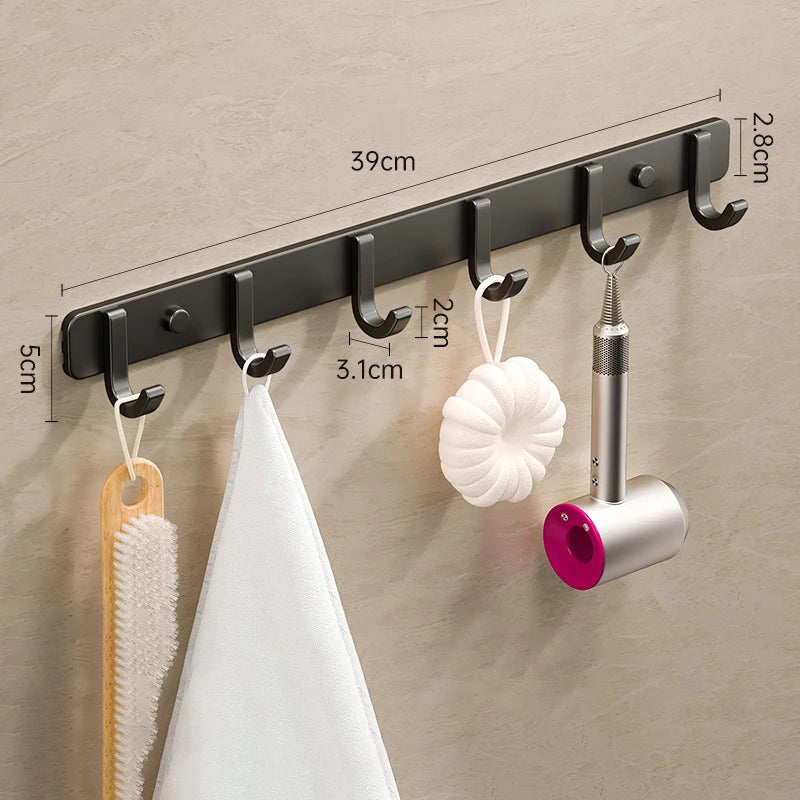 Space Aluminium Wall-Mounted Coat Hook Rack — Entryway & Bathroom Hanger
