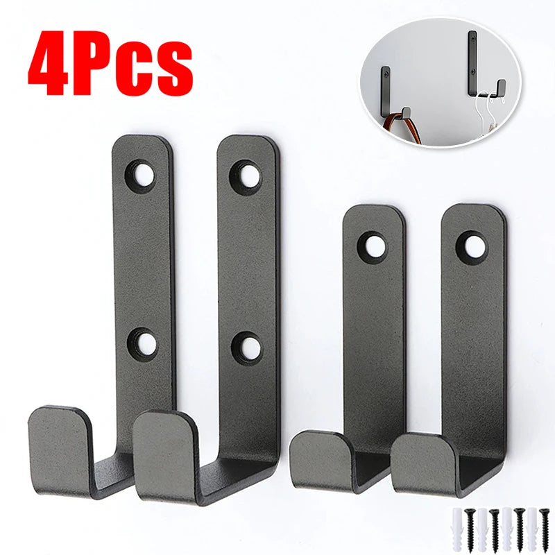 Heavy-Duty Black Metal Wall Hook — Coat, Towel & Bag Hanger
