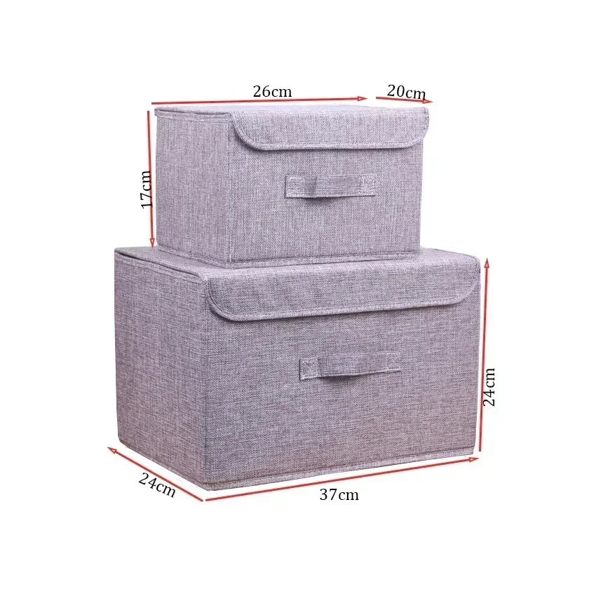Foldable Cotton Linen Storage Basket with Lid