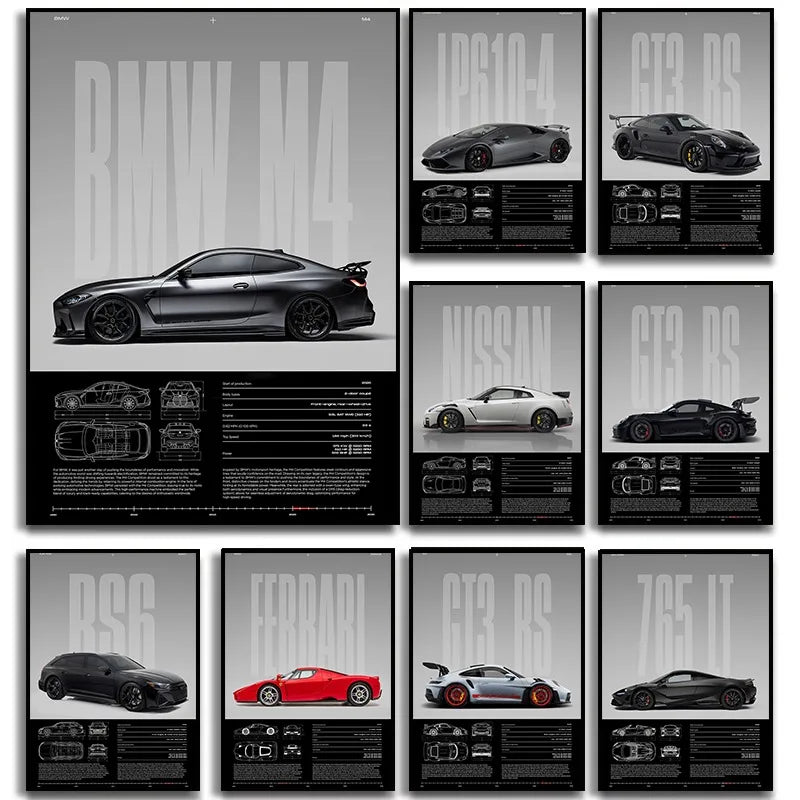 Luxury Sports Car Canvas Wall Art Poster — Unframed HD Print