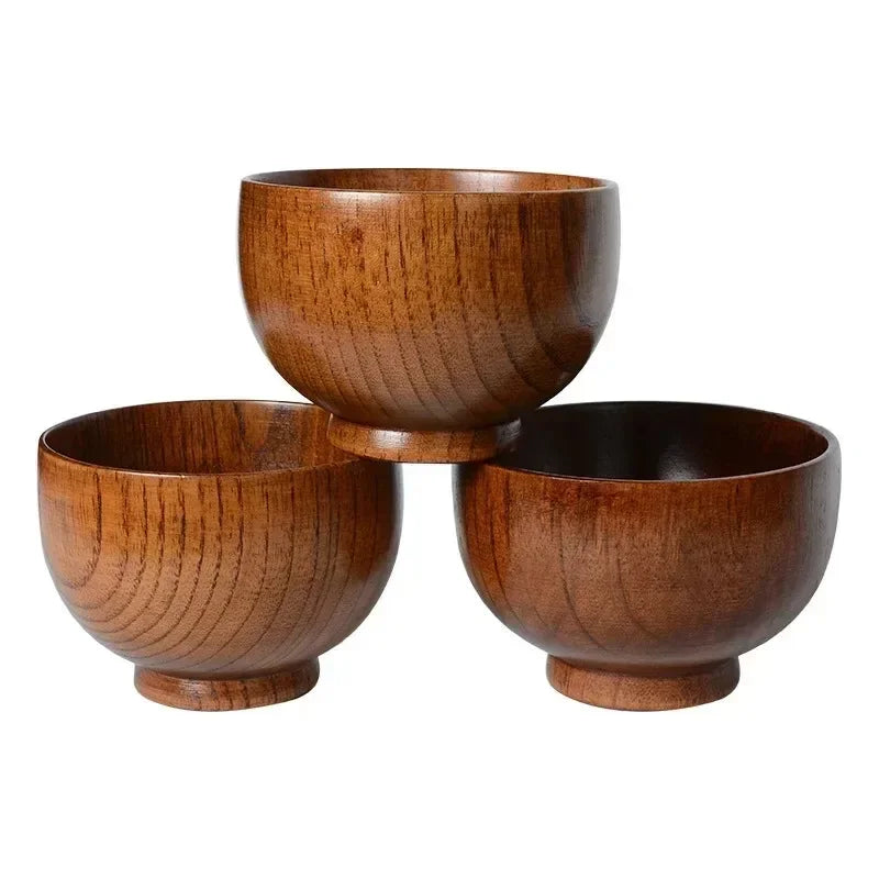 Japanese Style Jujube Wood Round Bowl — Soup, Rice & Children’s Tableware