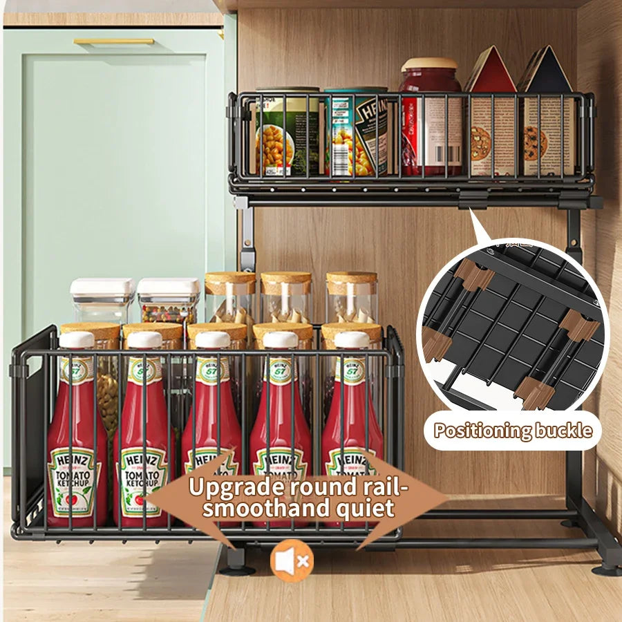 2-Tier Adjustable Pull-Out Under Sink Organizer
