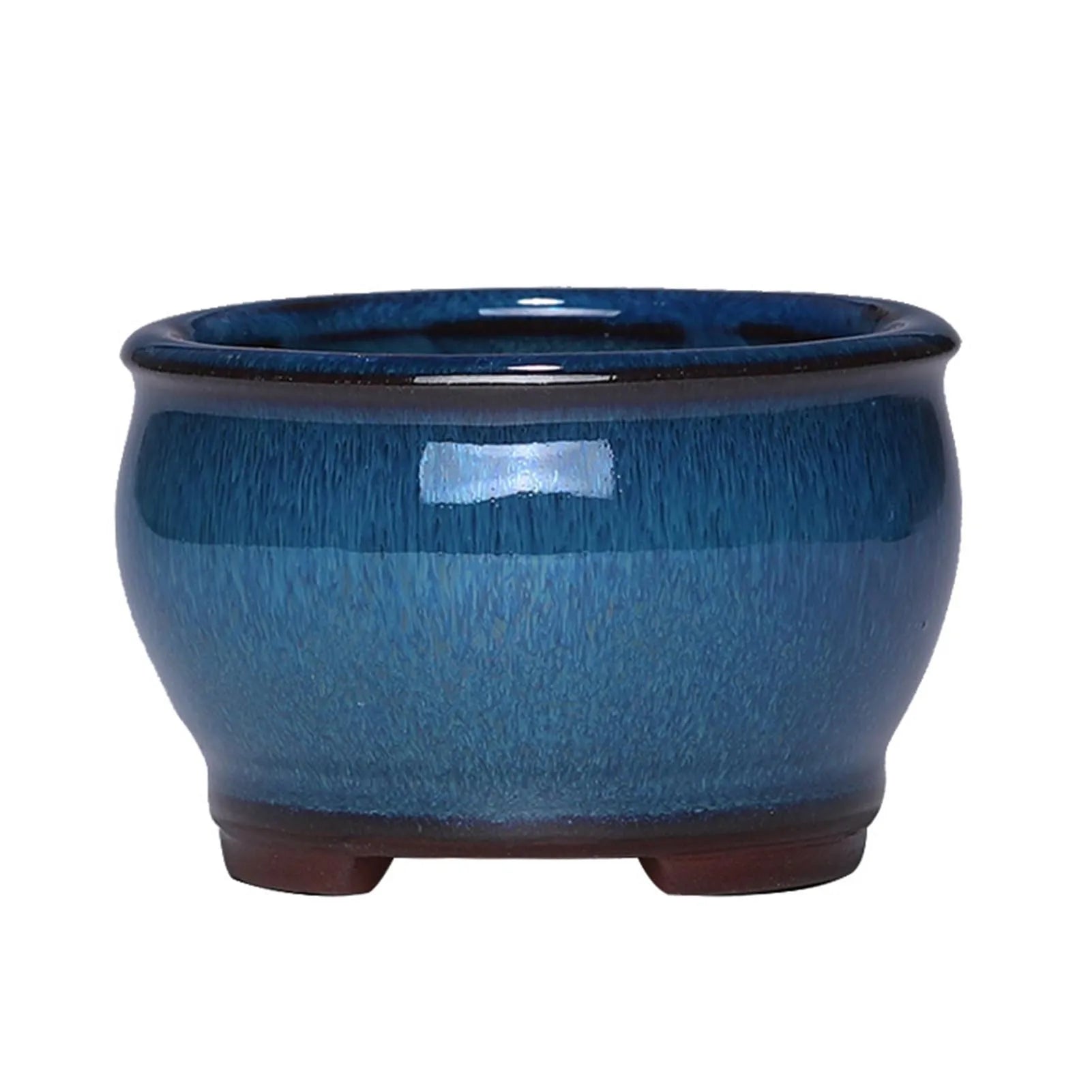 Round Ceramic Succulent Pot with Drainage Holes – Glazed Planter for Indoor & Outdoor
