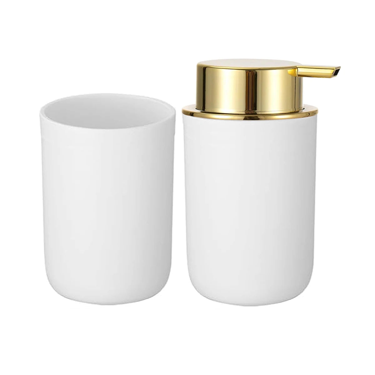 Refillable Foam Soap Dispenser with Mouthwash Cup — Plastic, Black or White