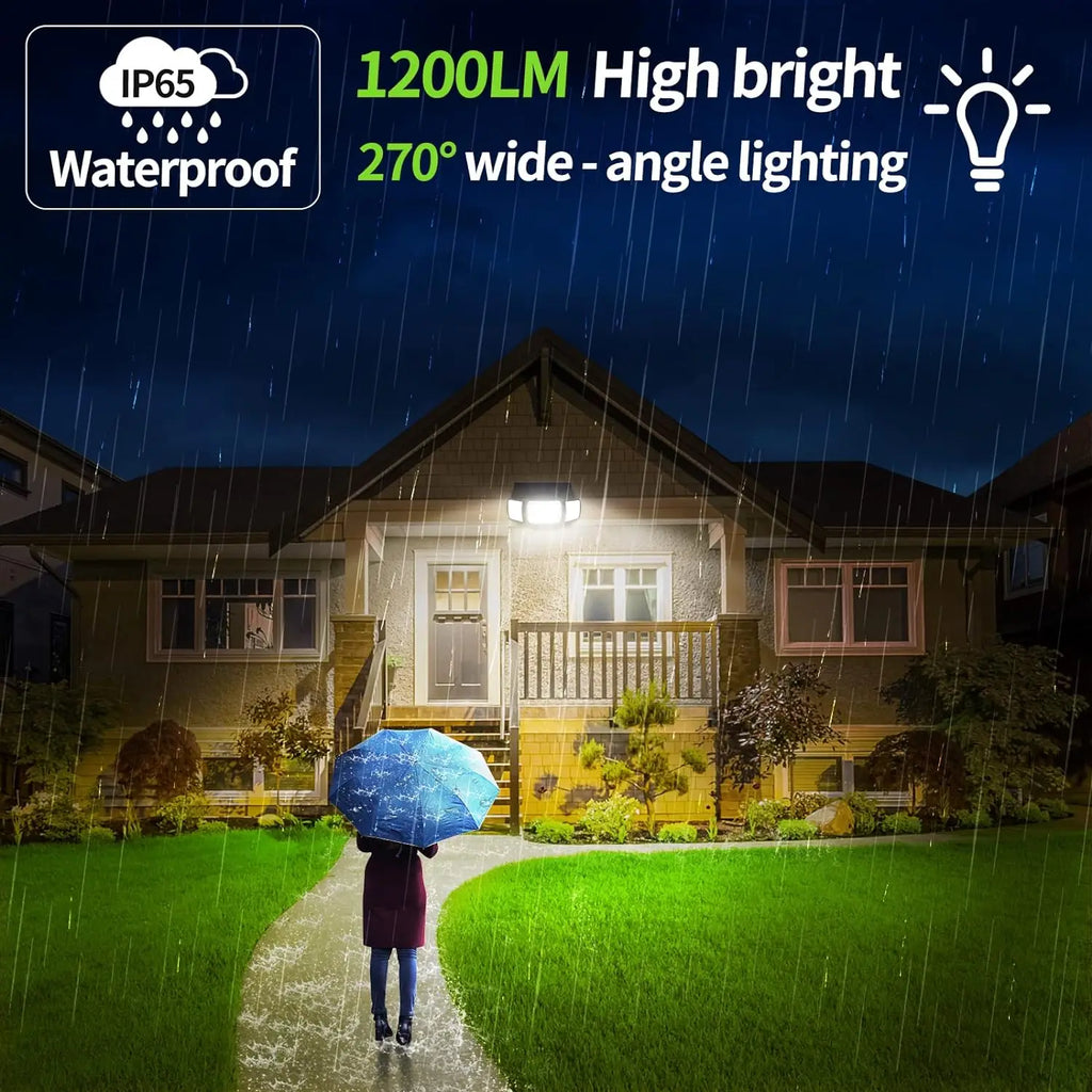 Solar Security Flood Light — Triple Head, Motion Sensor, Outdoor