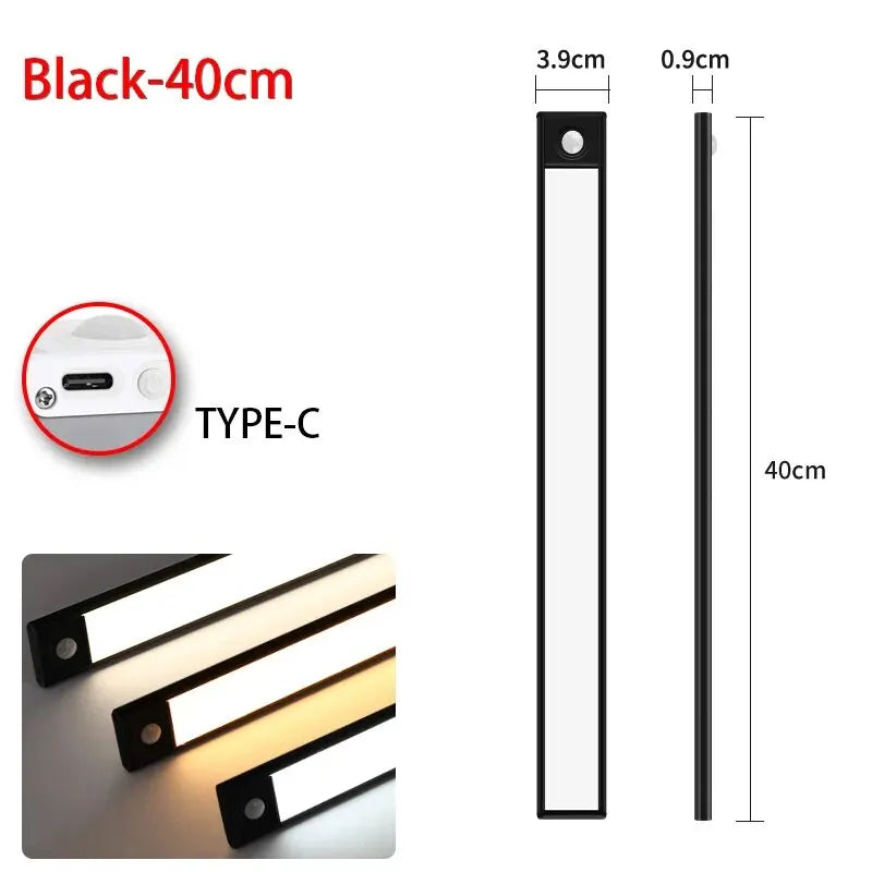 Wireless Motion Sensor Under-Cabinet Light — USB Rechargeable, Aluminium