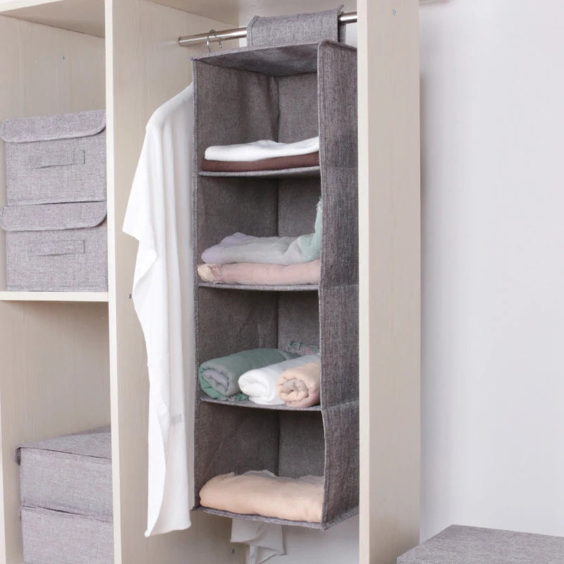 Foldable Non-Woven Hanging Storage Bag — 1 to 5 Layers, Closet Clothes Organizer