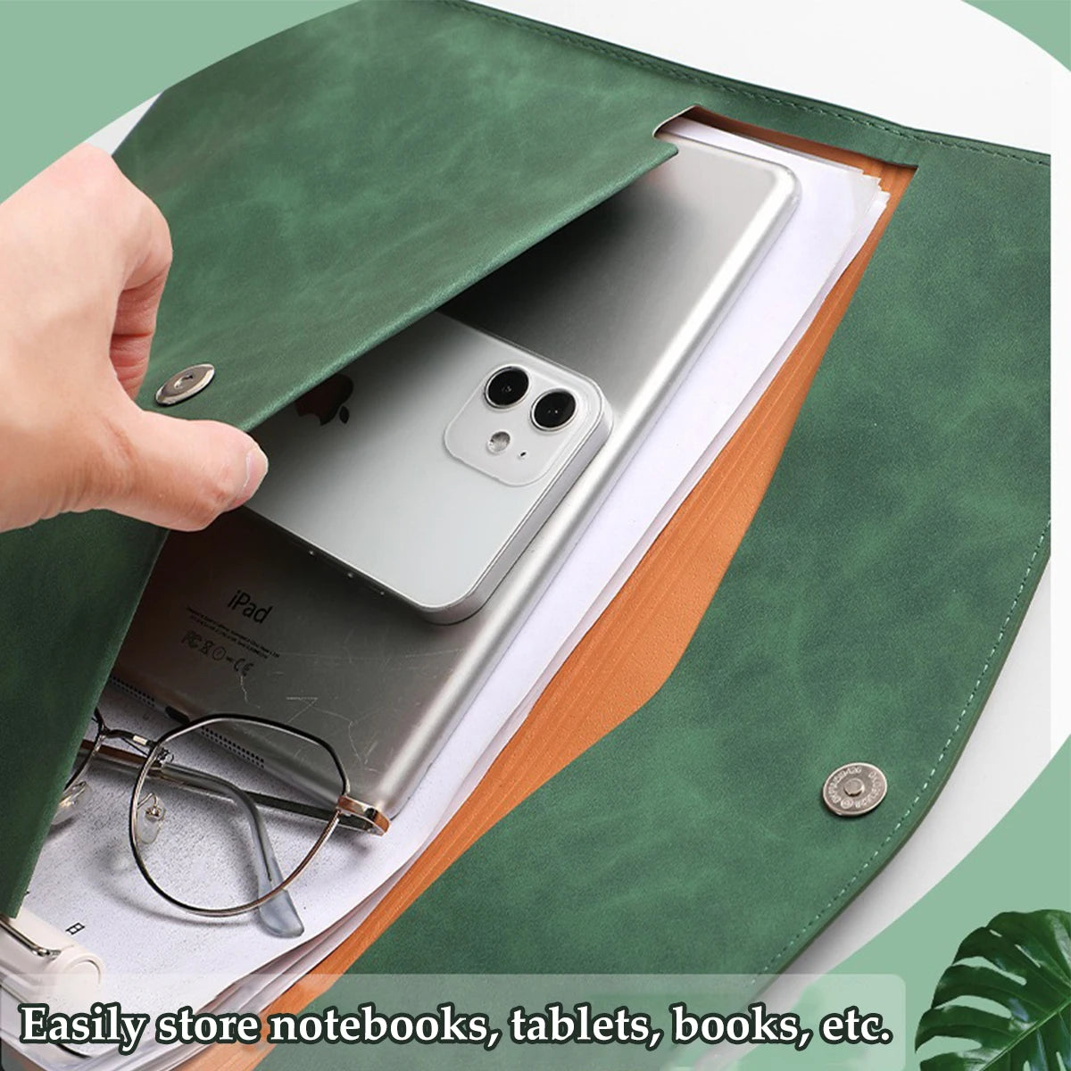 PU Leather File Bag — Waterproof Document Organizer, A4 & A5