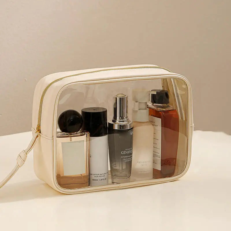 Large Capacity Transparent PVC Makeup Bag — Waterproof Travel Cosmetics Organizer