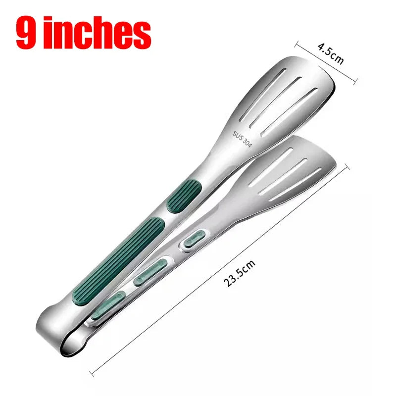 Stainless Steel Food Tongs — BBQ, Salad & Buffet, Non-Slip Grip