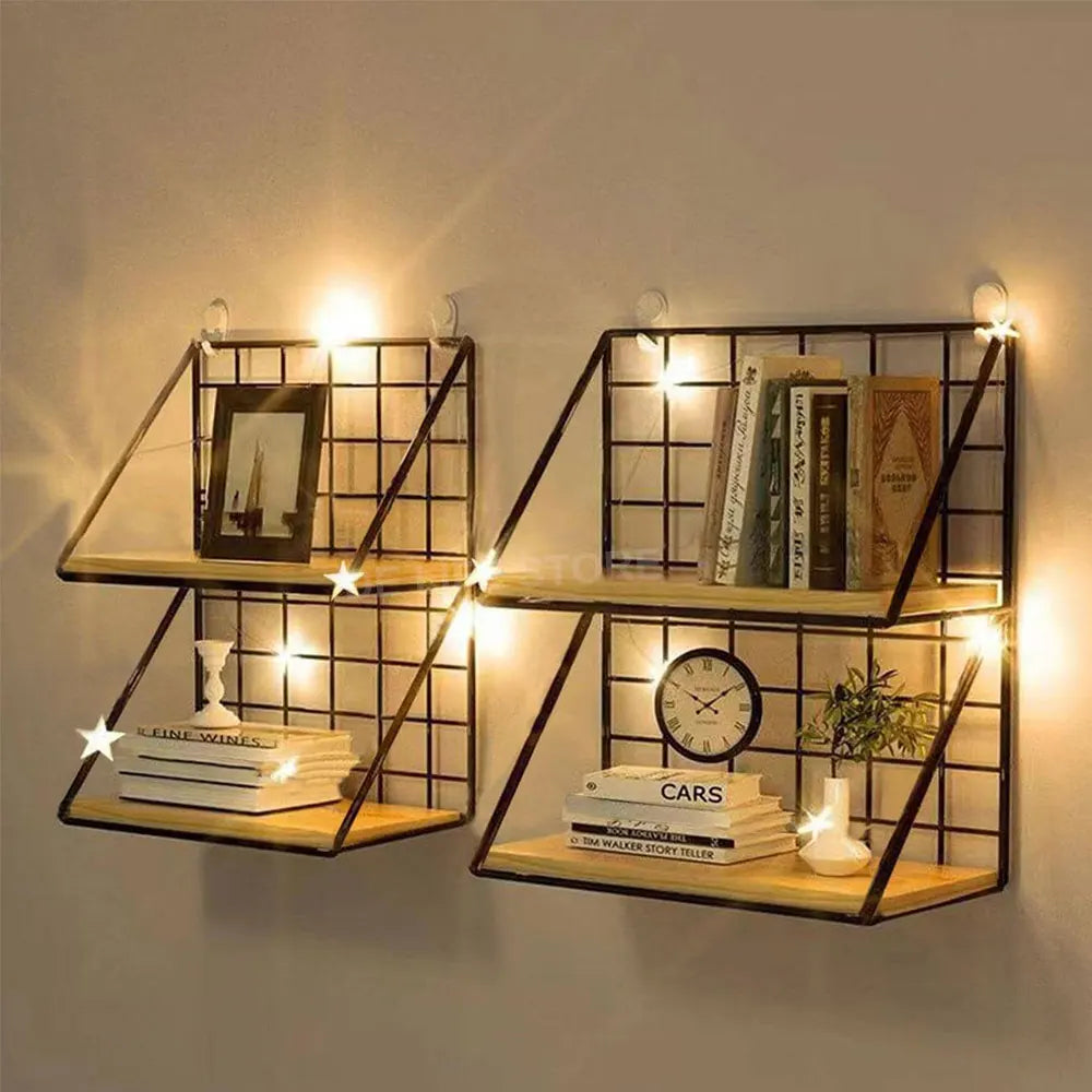 Metal & Wood Wall Spice Shelf — Kitchen Organizer, Modern Design