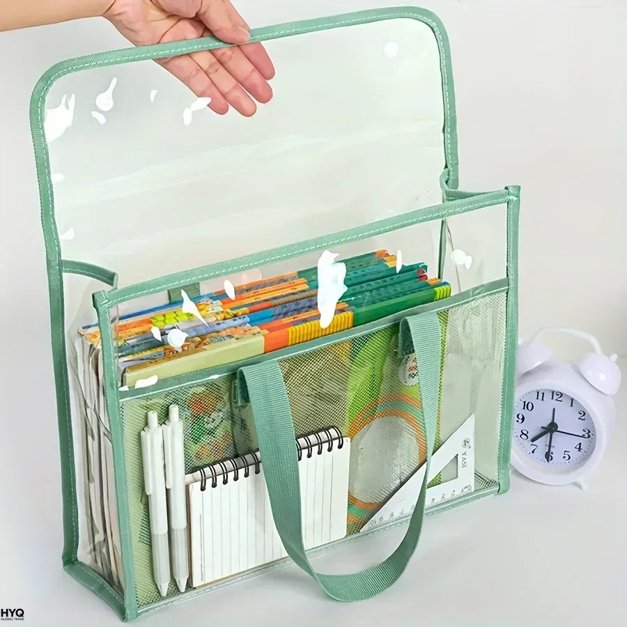Transparent PVC Expandable File Storage Bag — Waterproof Handheld Folder